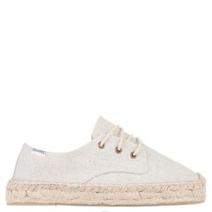 Soludos Derby Lace-up Espadrille Flats in Beige